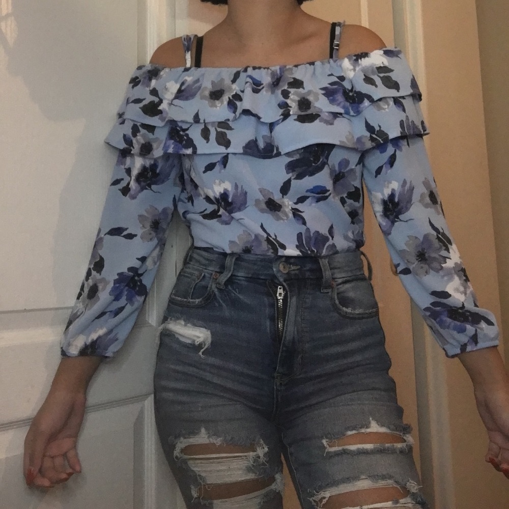 Blue floral blouse